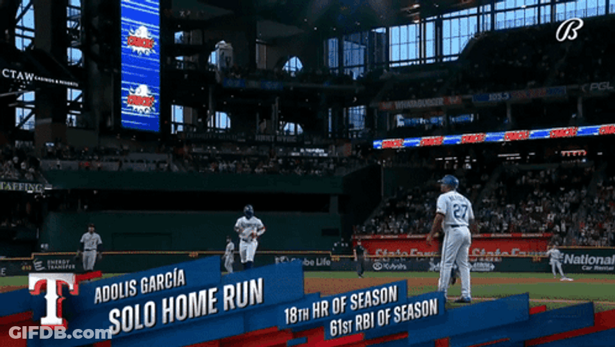 Adolis Garcia Home Run Pointing Skyward GIF