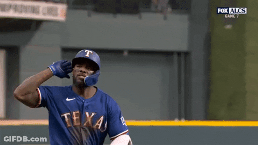 Adolis Garcia I Cant Hear You Gesture GIF