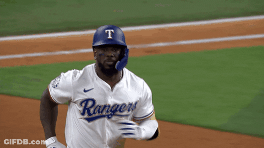 Adolis Garcia Running While Raising Arms GIF