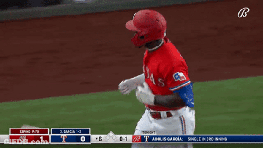 Adolis Garcia Tossing Baseball Bat GIF