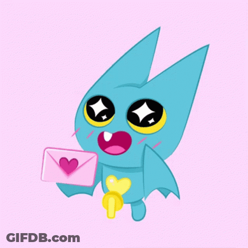 Adorabat Shining Eyes Holding The Animated Heart Letter GIF