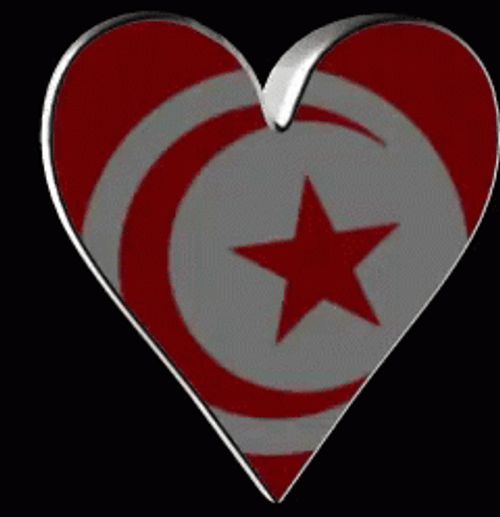 Adorable 3D Tunisia Heart Flag GIF