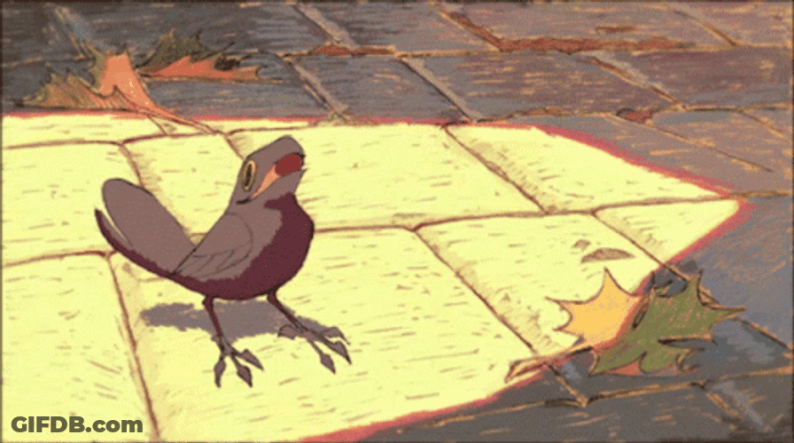 Adorable Animated Crow Eating GIF