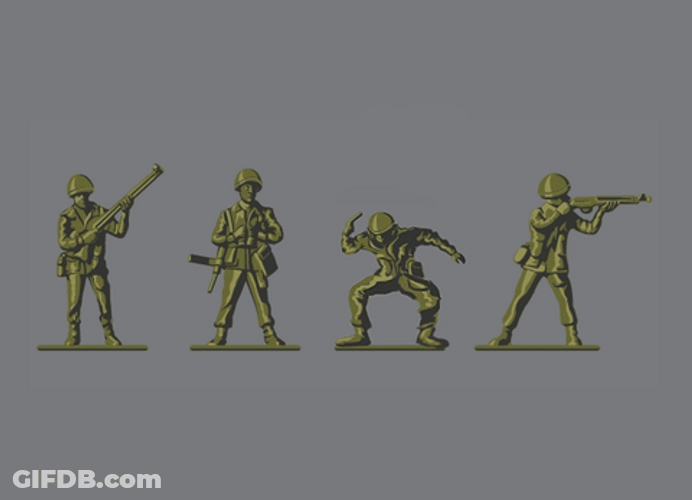 Adorable Army Men Figures Skateboard GIF