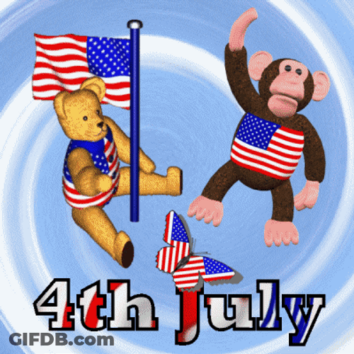 Adorable Bear Monkey American Flag Fourth Of July GIF