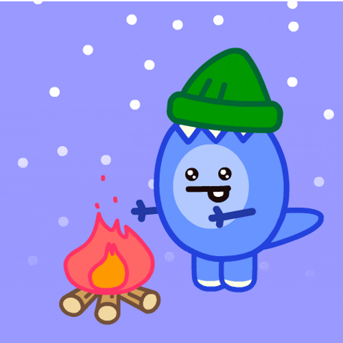 Adorable Blue Dinosaur Campfire GIF
