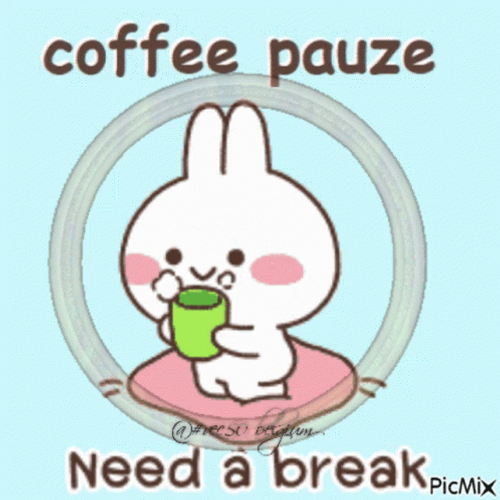 Adorable Bunny Emoji Taking Coffee Pause GIF