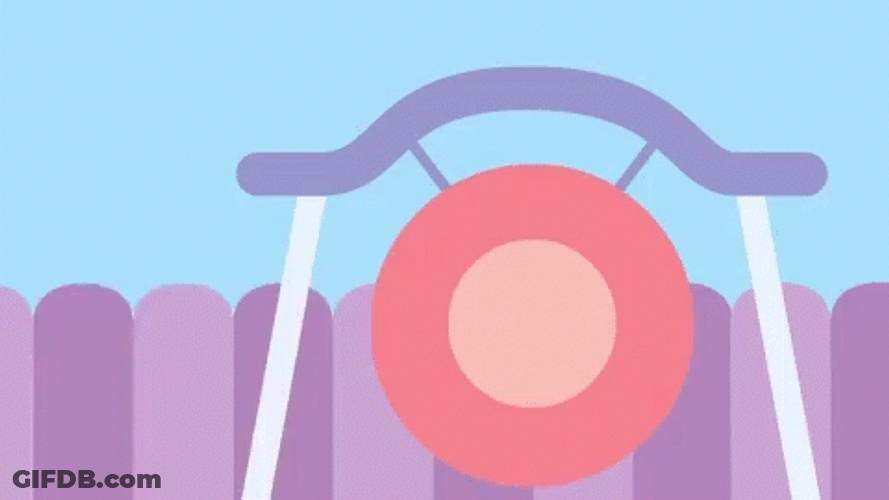 Adorable Cartoon Rabbit Gong GIF