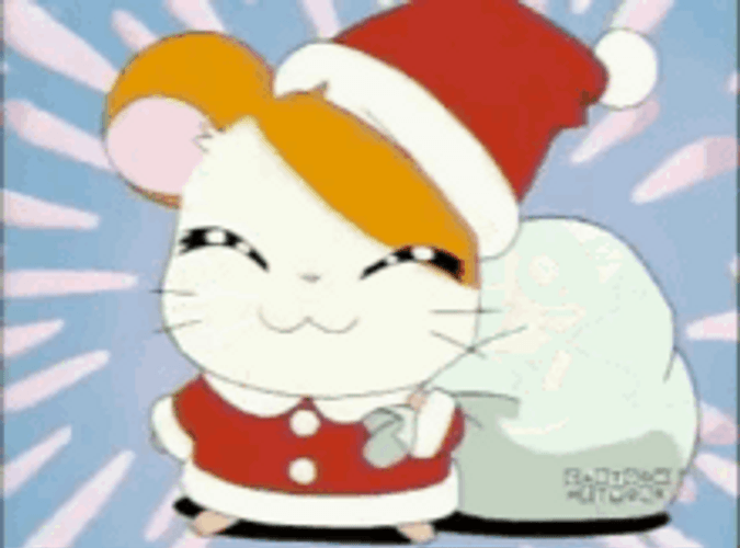 Adorable Christmas Outfit Hamtaro Dress Up GIF