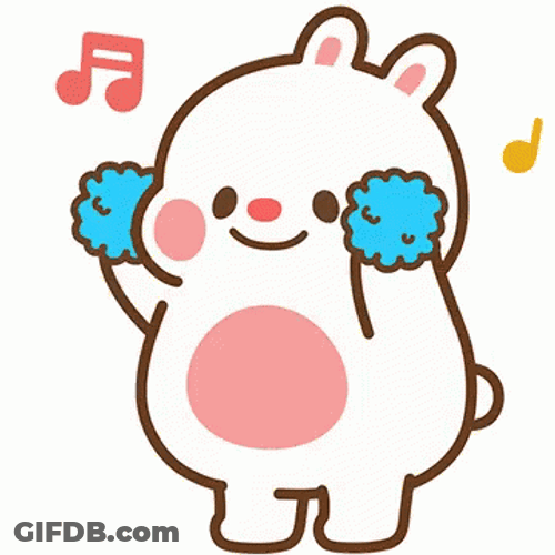 Adorable Chubby Rabbit Cheer Dance GIF