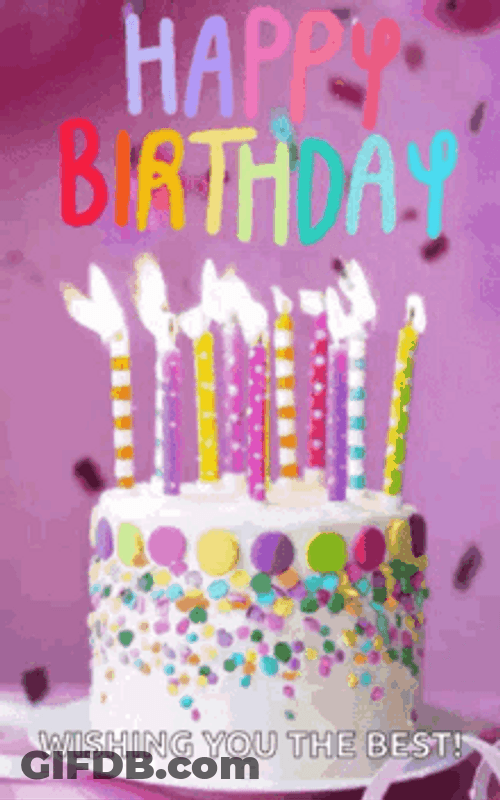 Adorable Colorful Cake And Candles Happy Birthday To You GIF