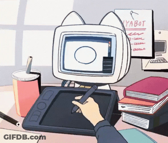 Adorable Computer Graphics Pretending Work GIF