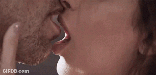 Adorable Couple Lip Bite Hot Kiss GIF