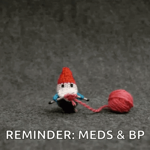 Adorable Crochet High Blood Pressure Meds Reminder GIF