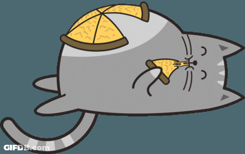 Adorable Fat Cat Eating Pizza GIF