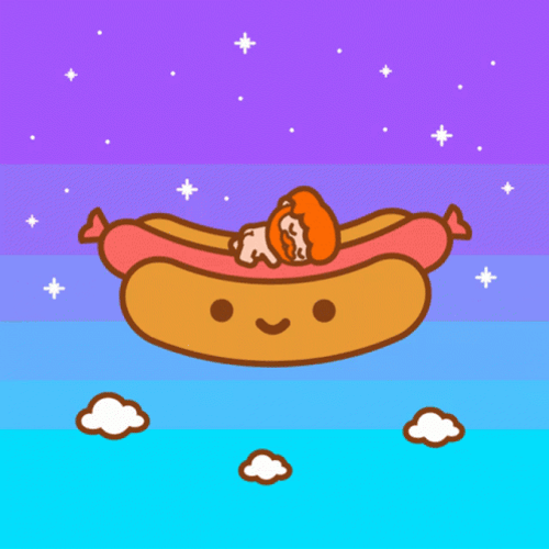 Adorable Hot Dog Face Bun Sleeping Sky GIF