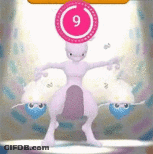 Adorable Mewtwo Pumped Up Dancing GIF