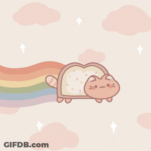 Adorable Neon Cat Loaf GIF
