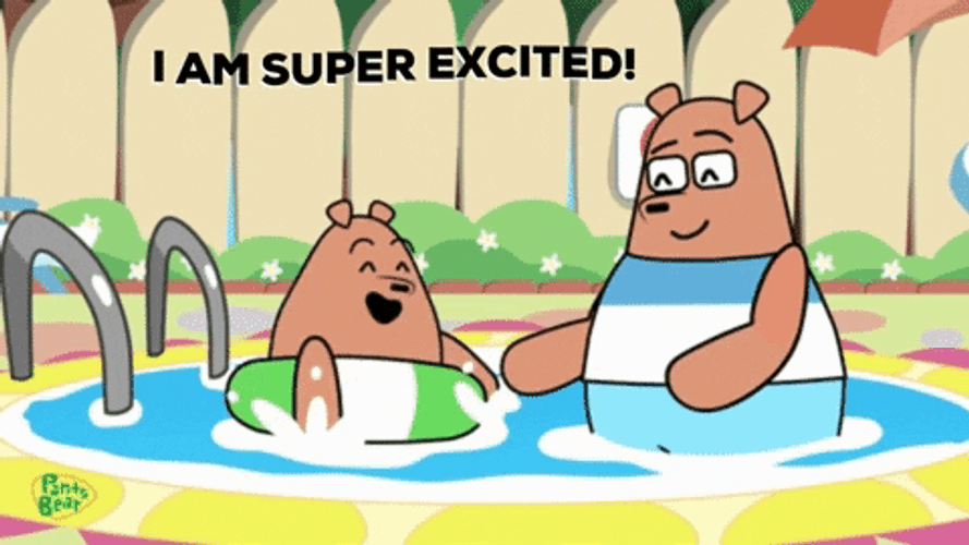 Adorable Pants Bear Pool Super Excited GIF