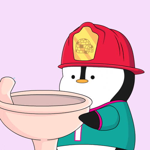 Adorable Penguin Faucet Water Splash GIF