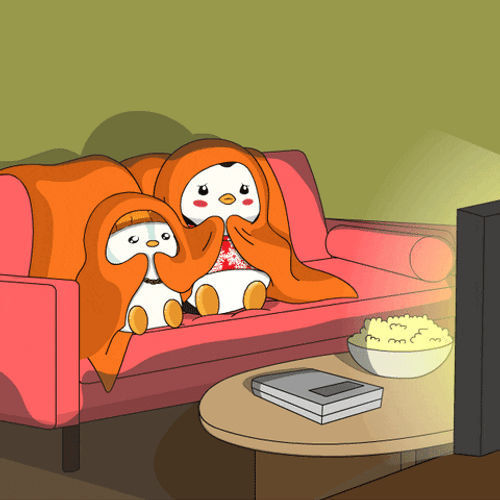 Adorable Penguin Watching Tv GIF