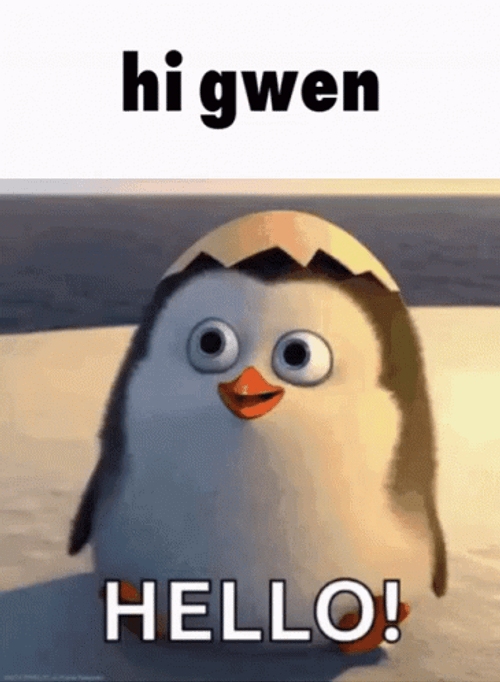 Adorable Penguin Waving Hello Hi Gwen GIF