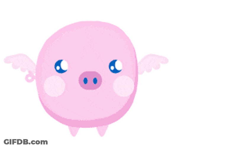 Adorable Pink Pig Flies Flapping Little Wings GIF