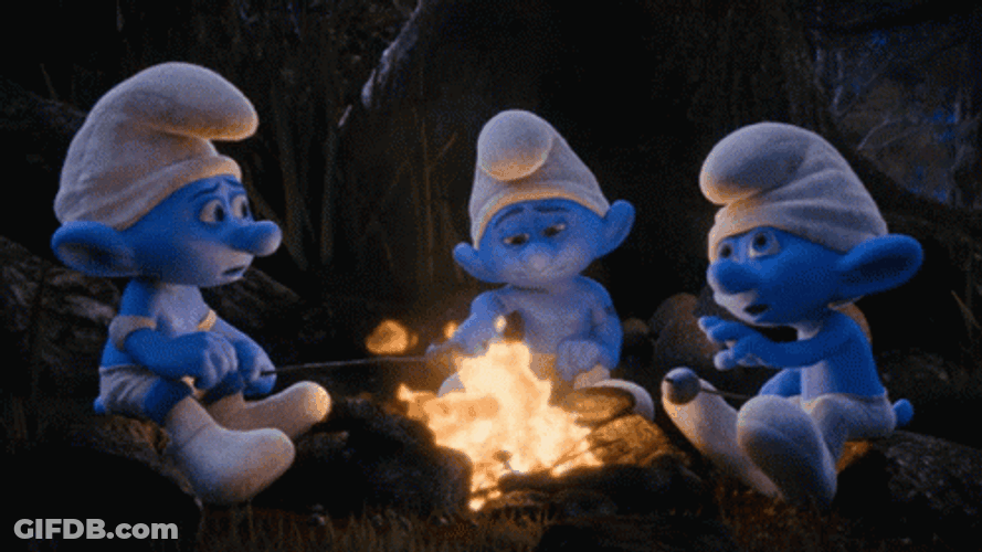 Adorable Smurfs Night Campfire GIF