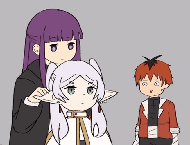 Adorable Stark Fern Playing Frieren Ears GIF