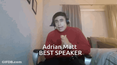 Adrian Matt Best Speaker Man Wearing Headphones And Red Sweater GIF