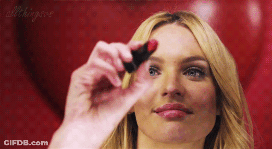 Adriana Lima Drawing Lipstick Heart GIF