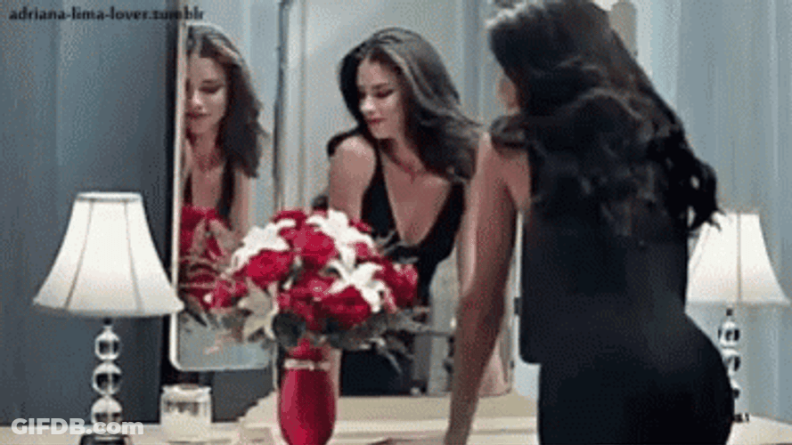 Adriana Lima Mirror Pose GIF
