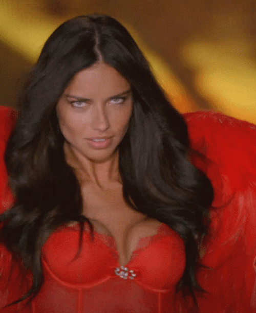 Adriana Lima Using Red Attire GIF