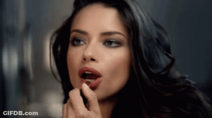 Adriana Lima Using Red Lipstick GIF