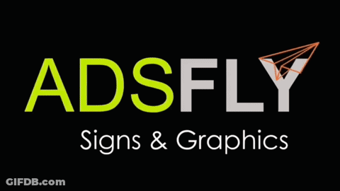 AdsFly Signs And Graphics Ad With Paper Airplane GIF