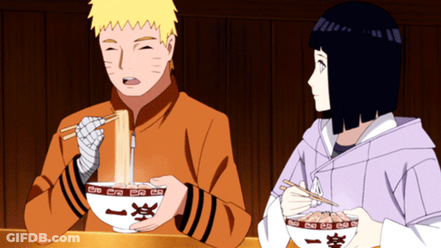 Adult Naruto Eating Ramen With Hinata GIF
