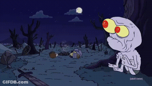 Adult Swim Cartoon Character In Cemetery At Night GIF