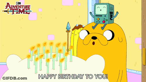 Adventure Time Cake With Candles Happy Birthday GIF
