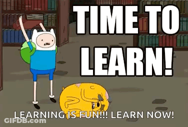 Adventure Time Character Standing Next To Dog In Library GIF