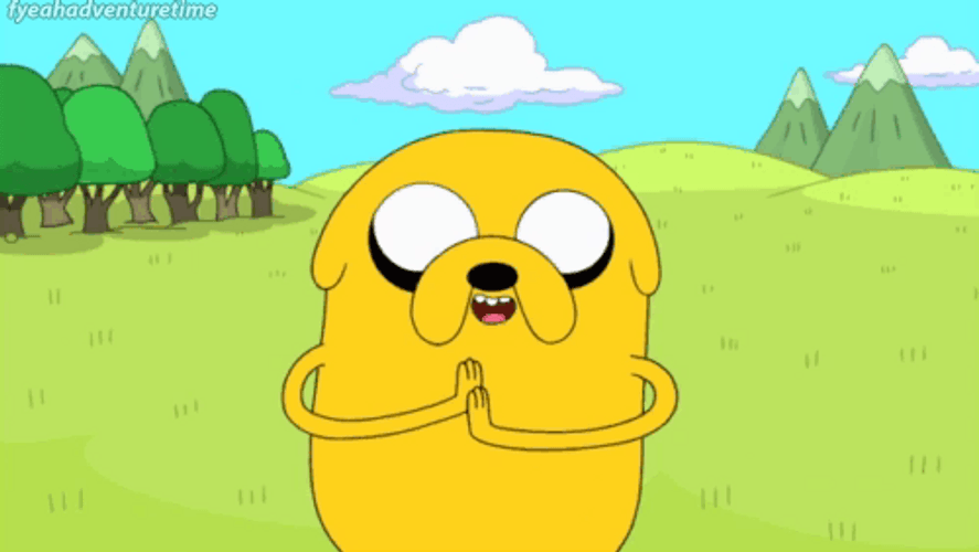 Adventure Time Jake Rubbing Hands Together GIF