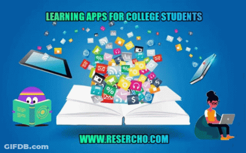 Advertisement For Learning Apps With Icons From Book GIF