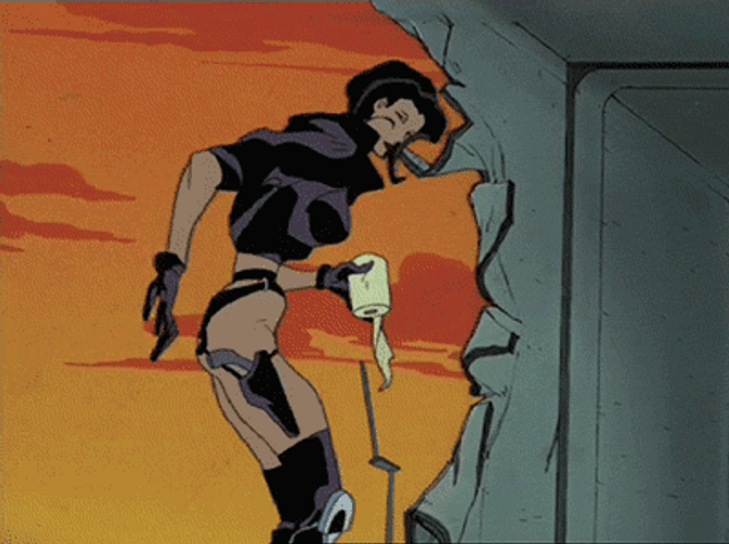 Aeon Flux Throwing Toilet Paper GIF
