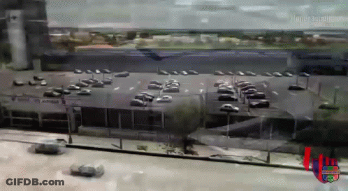 Aerial Parking Lot With Hungary Watermark GIF