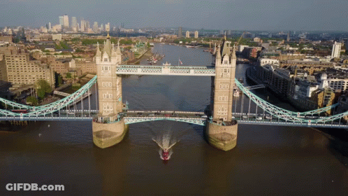 Aerial View Bridge Over River City GIF