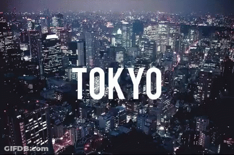 Aerial View Busy Intersection Tokyo 19:17 GIF