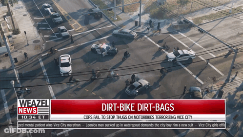 Aerial View City Street Dirt Bike Dirt-Bags GIF