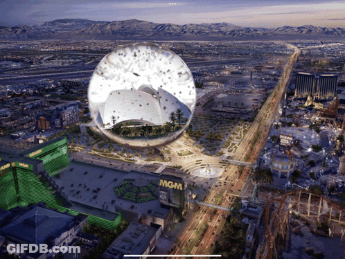 Aerial View City With MGM Sign GIF