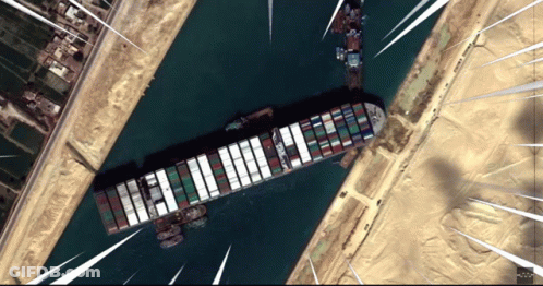 Aerial View Container Ship In River GIF