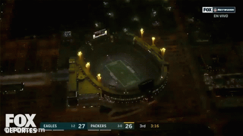 Aerial View Football Stadium With Fox Deportes Logo GIF