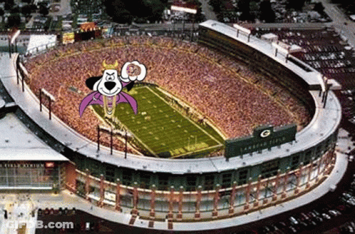 Aerial View Football Stadium With Green Bay Packers Sign GIF